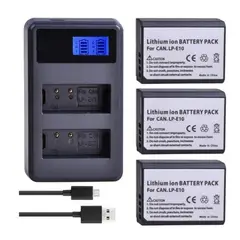 GENERICO - 3 LP-E10 BATERÍA + CARGADOR DOBLE ALTERNATIVO CANON T3 T5 T6 T7 T100