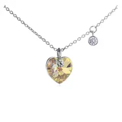 VANE COLLECTION - Cadena collar mujer fina baño de rodio corazón 1cm en cristal y circón
