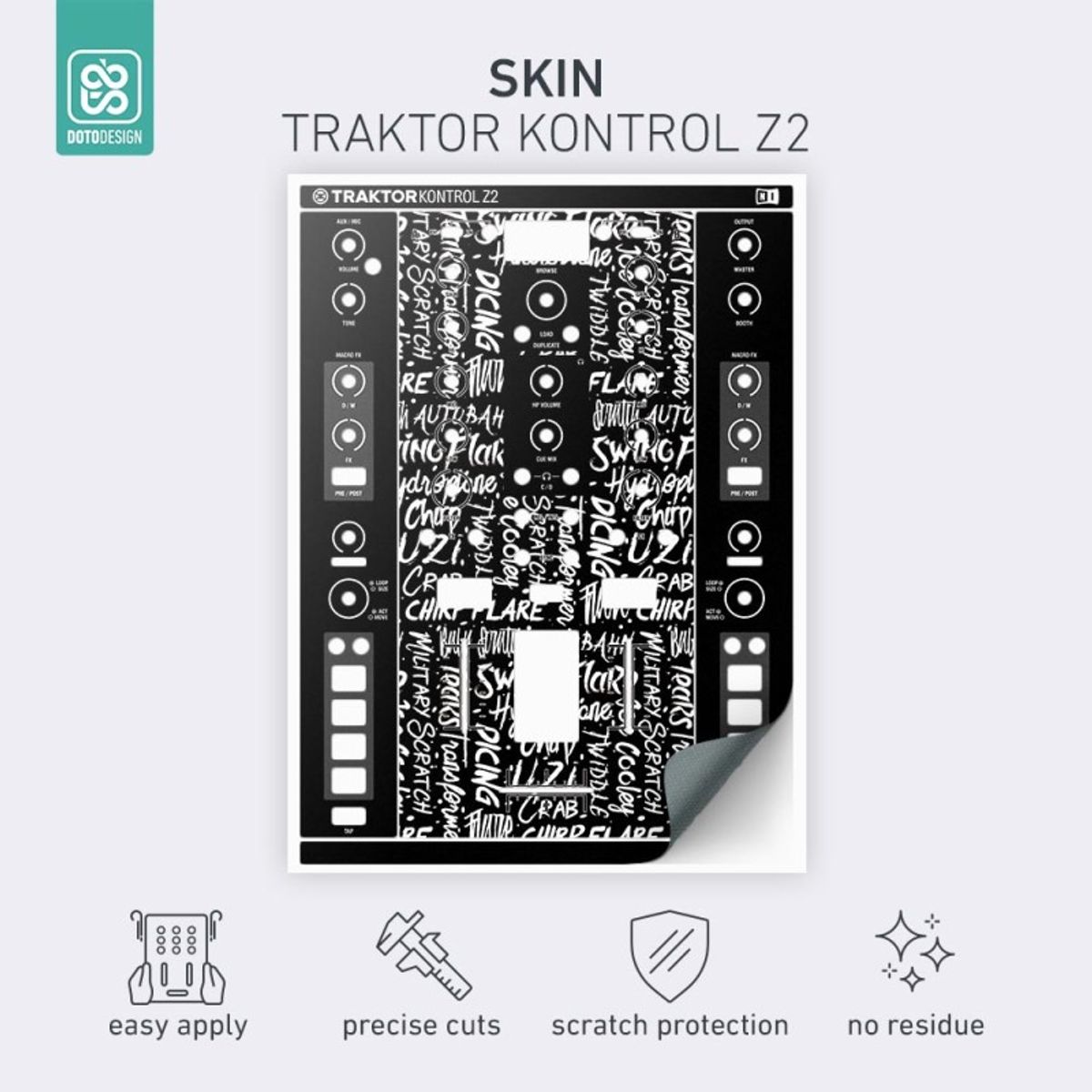 GENERICO - Skin Traktor Kontrol Z2 Scratch Style Negro Doto Design