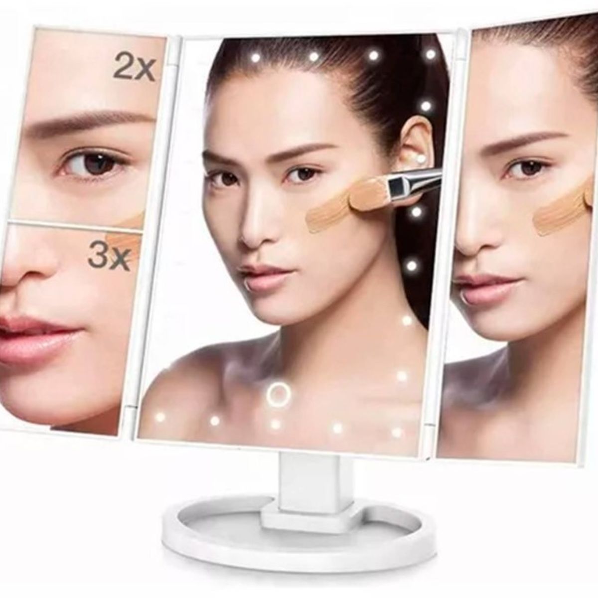 GENERICO - Espejo Para Maquillaje Aumentos 2x 3x Luz Led