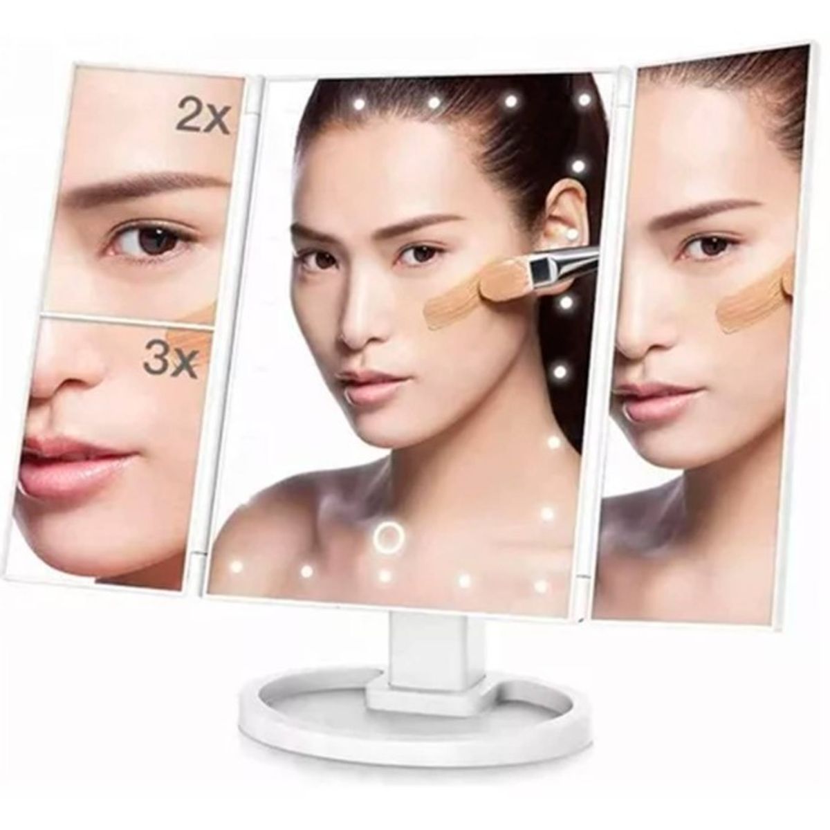 GENERICO - Espejo Para Maquillaje Aumentos 2x 3x Luz Led