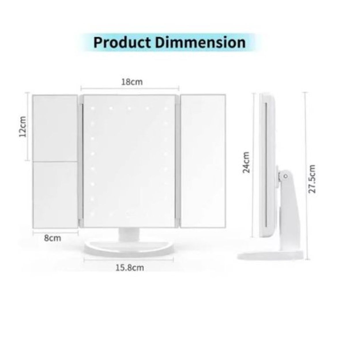 GENERICO - Espejo Para Maquillaje Aumentos 2x 3x Luz Led