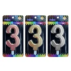 GENERICO - VELA NUMERAL GIGANTE METALLIC N3 X1 UNI