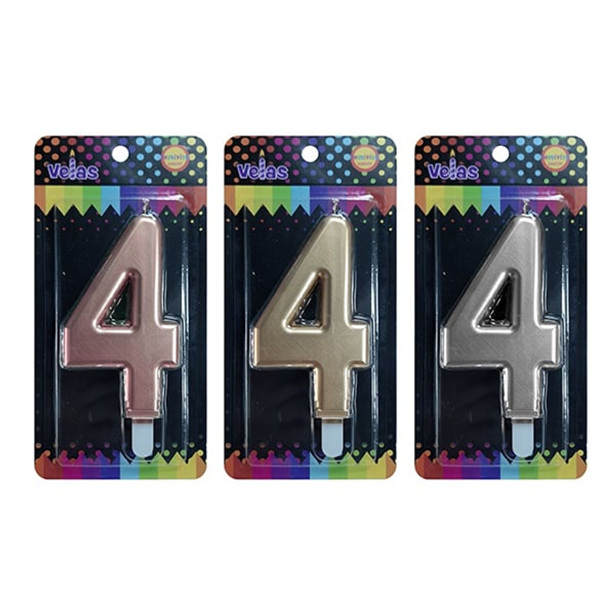 GENERICO - VELA NUMERAL GIGANTE METALLIC N?4 X1 UNI