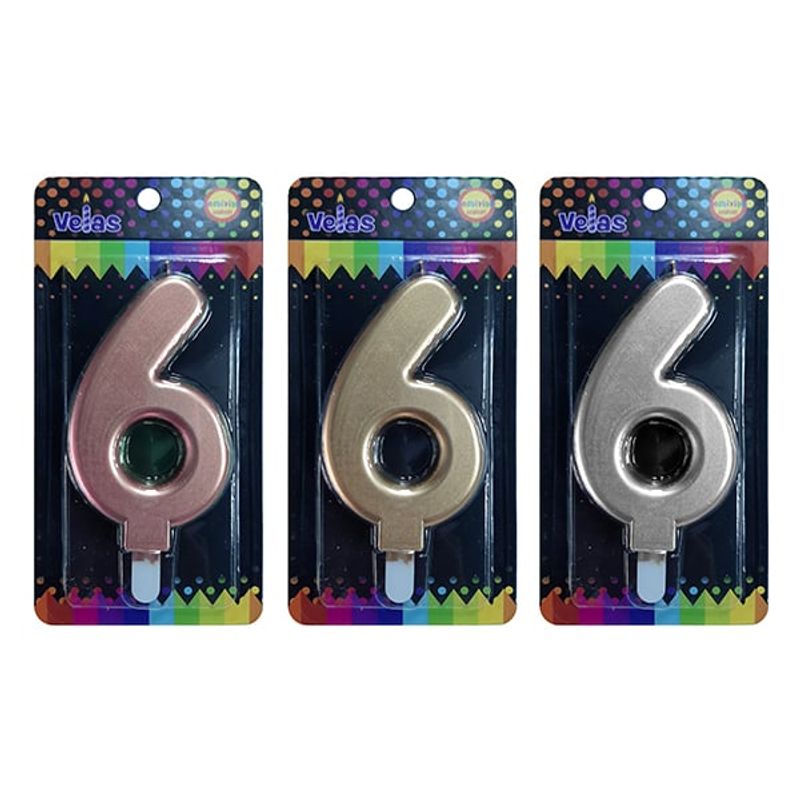 GENERICO - VELA NUMERAL GIGANTE METALLIC N6 X1 UNI