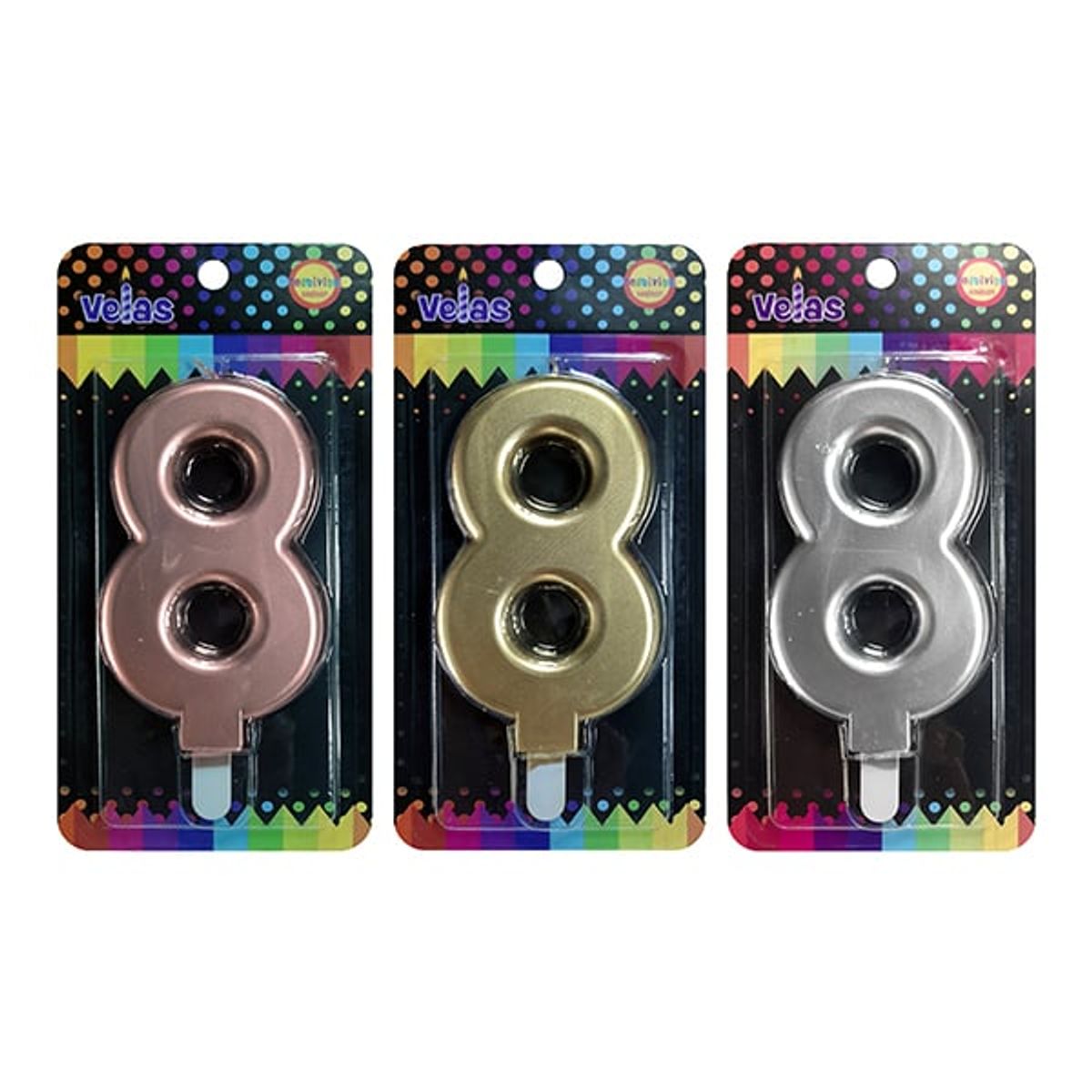 GENERICO - VELA NUMERAL GIGANTE METALLIC N?8 X1 UNI