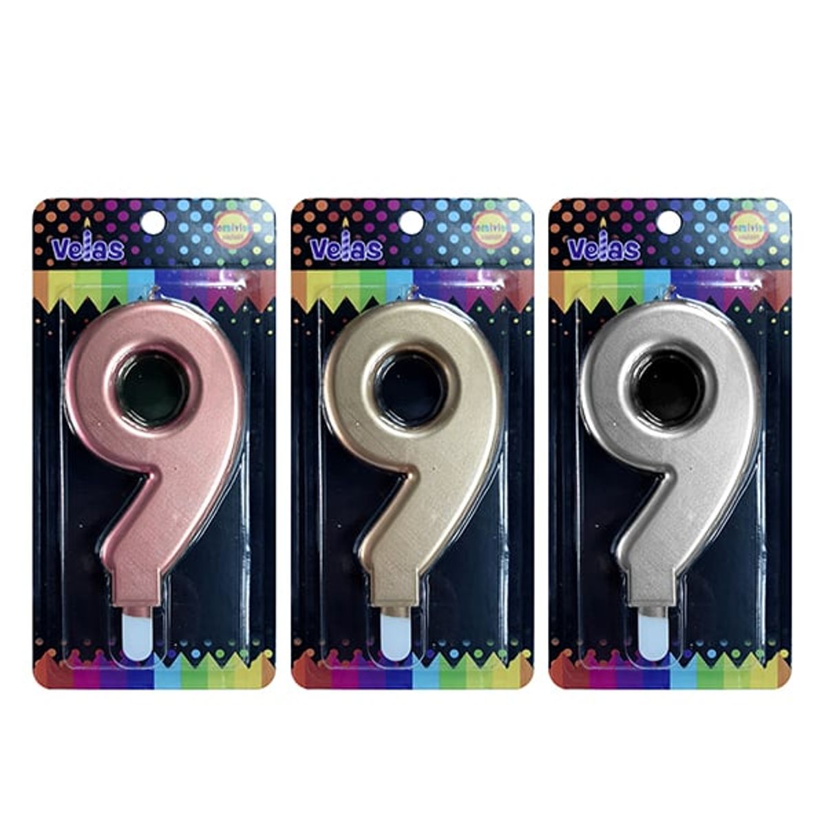 GENERICO - VELA NUMERAL GIGANTE METALLIC N?9 X1 UNI