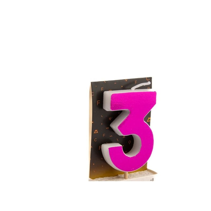 GENERICO - VELA NUMERAL HOLO FUCSIA 3