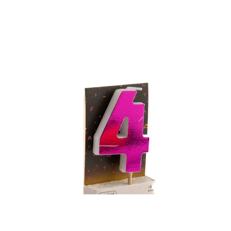 GENERICO - VELA NUMERAL HOLO FUCSIA 4