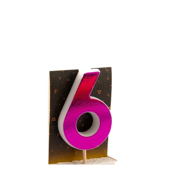 GENERICO - VELA    NUMERAL     HOLO     FUCSIA 6