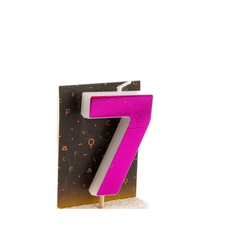 GENERICO - VELA NUMERAL HOLO FUCSIA 7