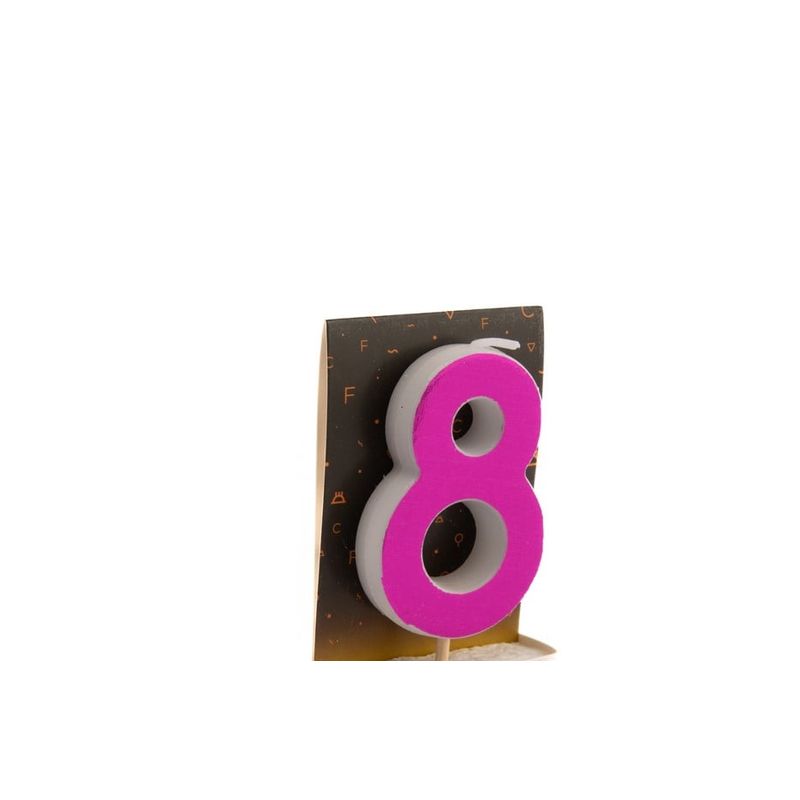 GENERICO - VELA NUMERAL HOLO FUCSIA 8