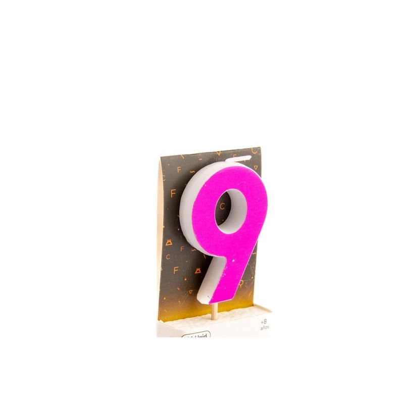 GENERICO - VELA NUMERAL HOLO FUCSIA 9