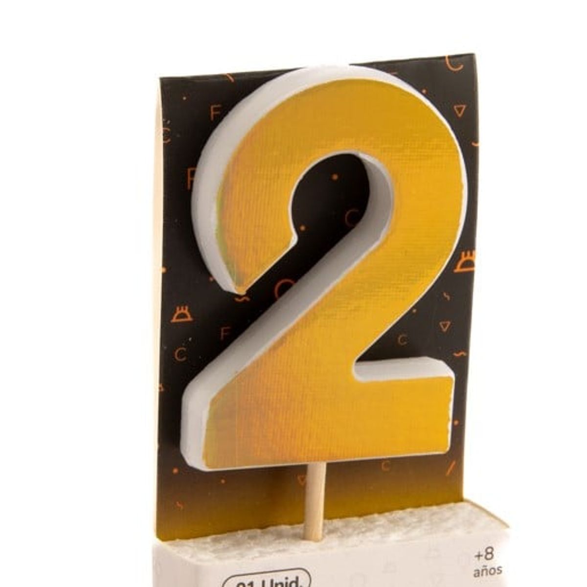 GENERICO - VELA NUMERAL HOLO GOLD 2