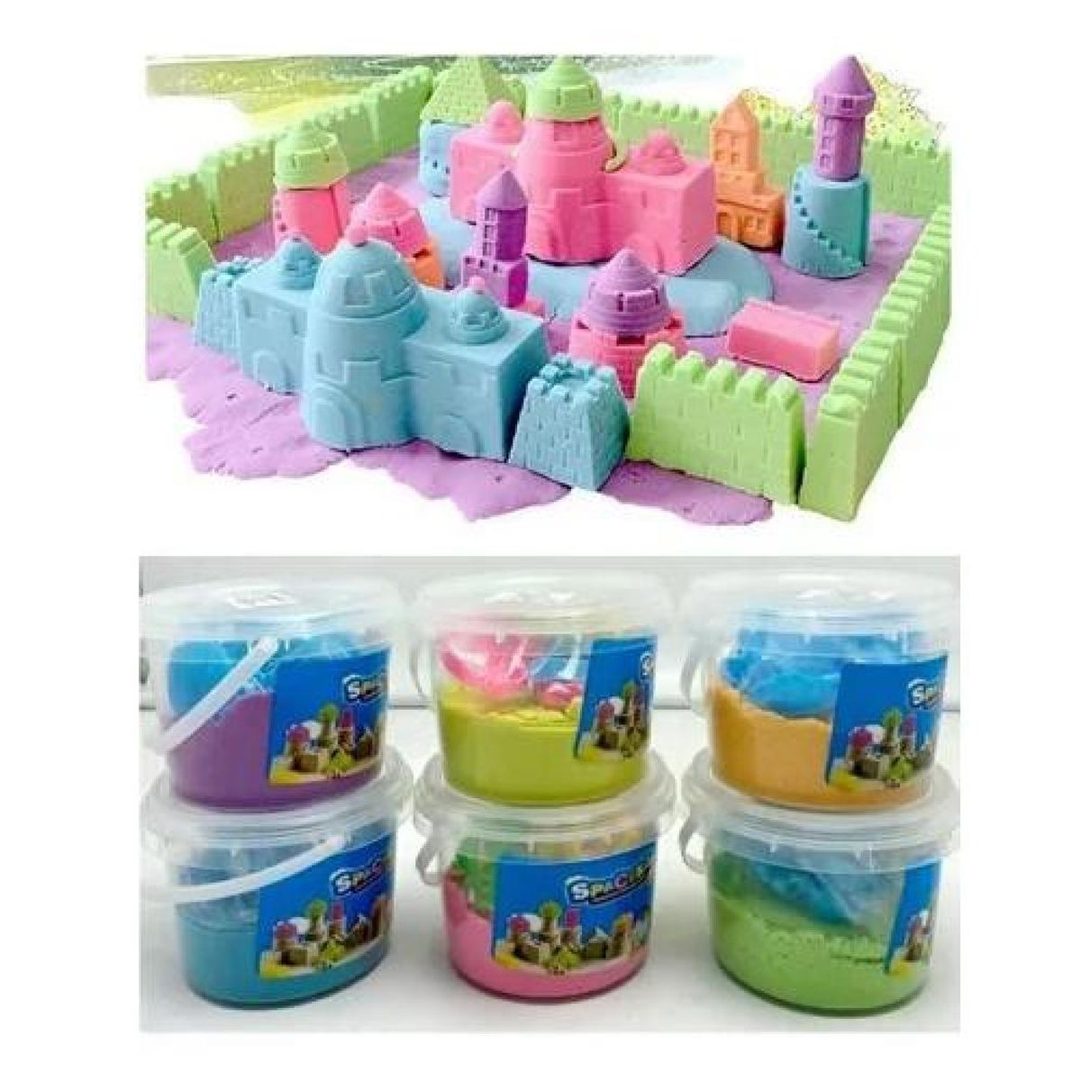 GENERICO - Pack  2 arena mágica kinética didáctico para niños + moldes