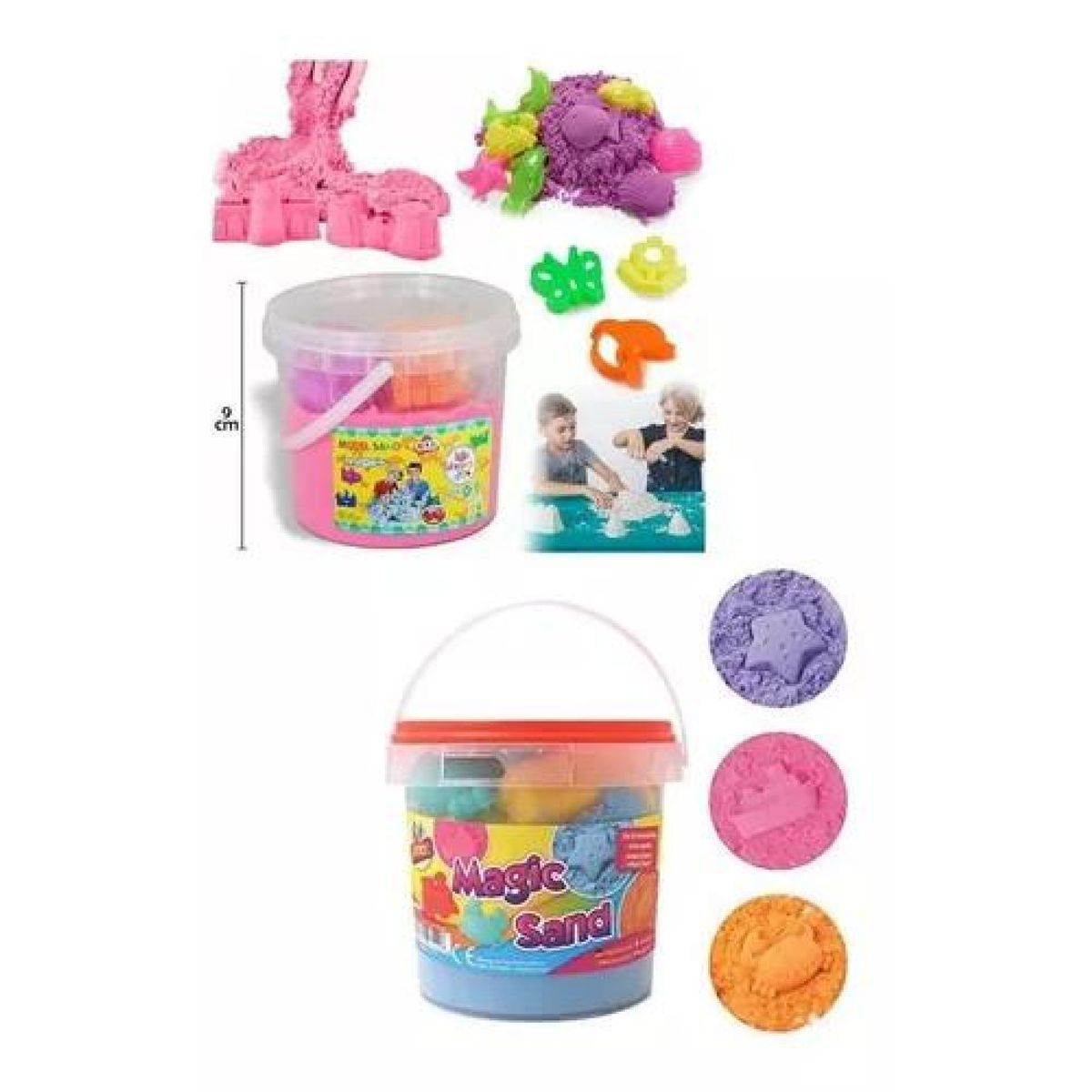 GENERICO - Pack  2 arena mágica kinética didáctico para niños + moldes