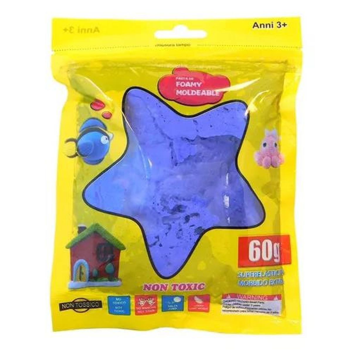 GENERICO - 3 bolsas de foamy moldeable 60 g color mixto slime didáctico