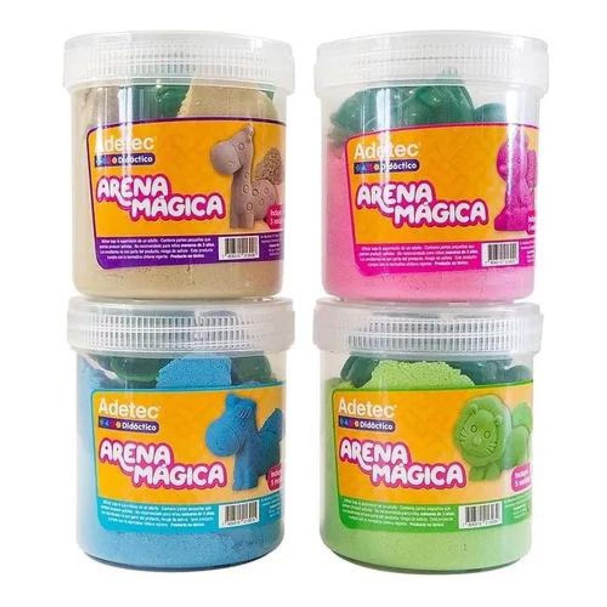 GENERICO - Arena mágica colores 450 g con 5 moldes Adetec color verde