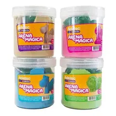 GENERICO - Arena mágica colores 450 g con 5 moldes Adetec color verde