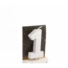 GENERICO - VELA NUMERAL HOLO SILVER 1