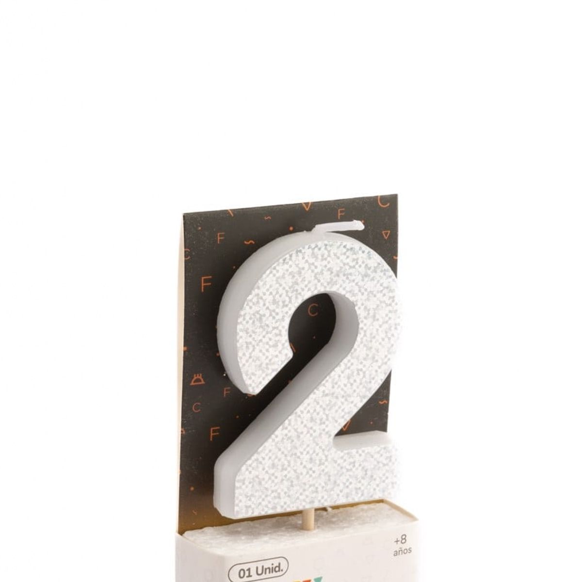 GENERICO - VELA NUMERAL HOLO SILVER 2