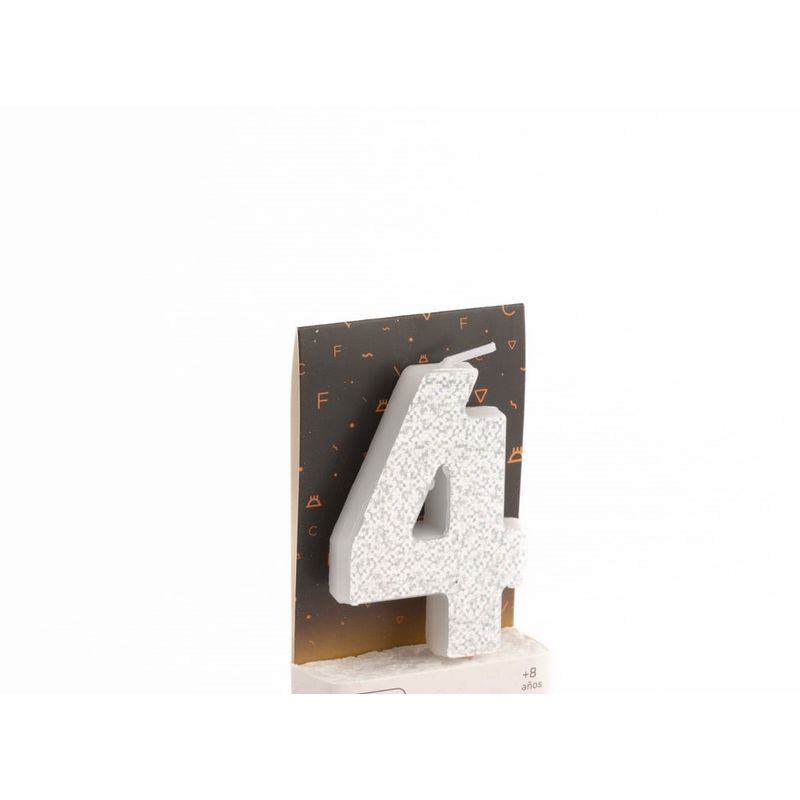 GENERICO - VELA NUMERAL HOLO SILVER 4