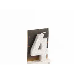 GENERICO - VELA NUMERAL HOLO SILVER 4