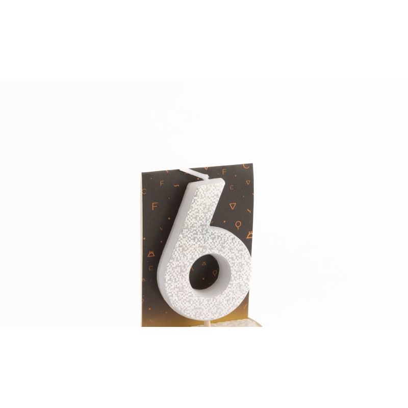 GENERICO - VELA NUMERAL HOLO SILVER 6