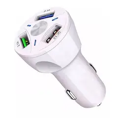 GENERICO - Cargador auto 3 puertos USB 7A 12V QC 30 carga rápida blanco