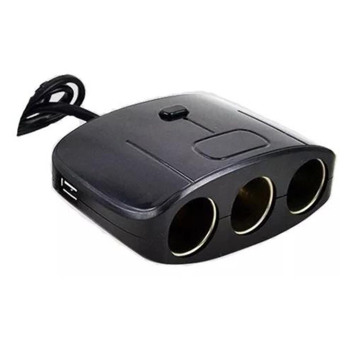 GENERICO - Adaptador para enchufe encendedor auto 1 a 3 + 2 USB cargador