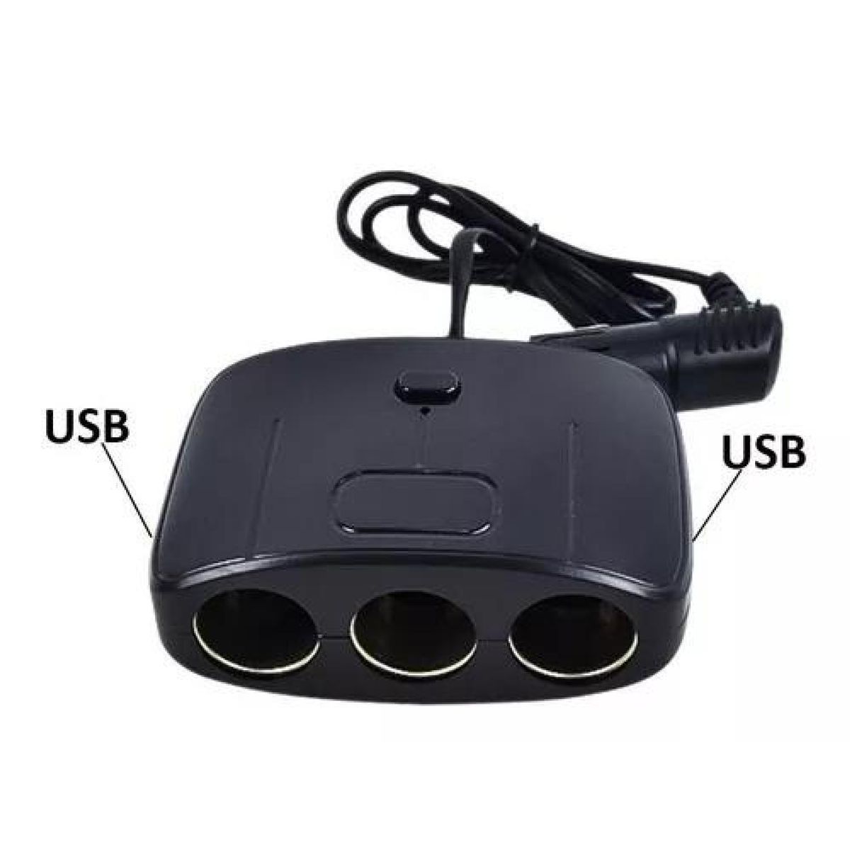 GENERICO - Adaptador para enchufe encendedor auto 1 a 3 + 2 USB cargador
