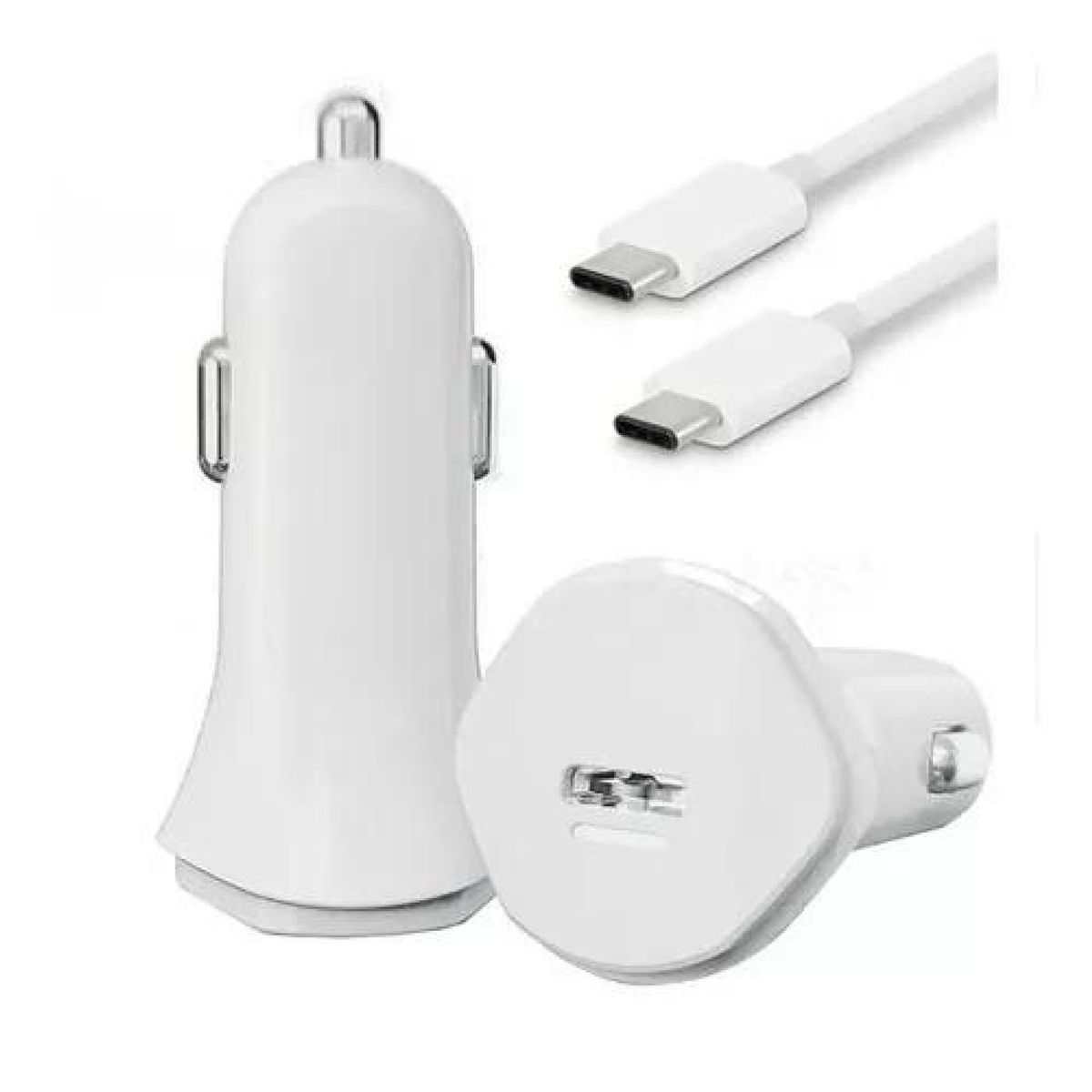 GENERICO - Cargador auto carga rápida 18W y cable USB-C 30A blanco