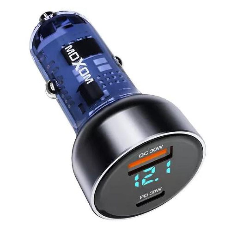 GENERICO - Cargador auto rápido Mx-VC29 LCD USB 30W tipo C 30W 9V 12V azul