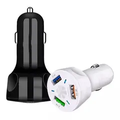 GENERICO - Cargador auto 3 puertos USB 7A 12V QC 30 carga rápida negro