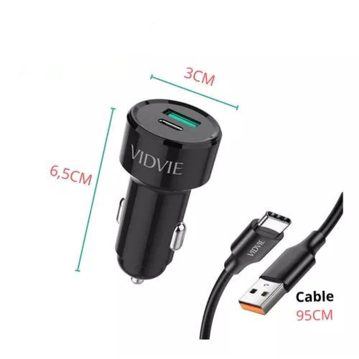 GENERICO - Cargador auto doble USB 12V-24V carga rápida 30