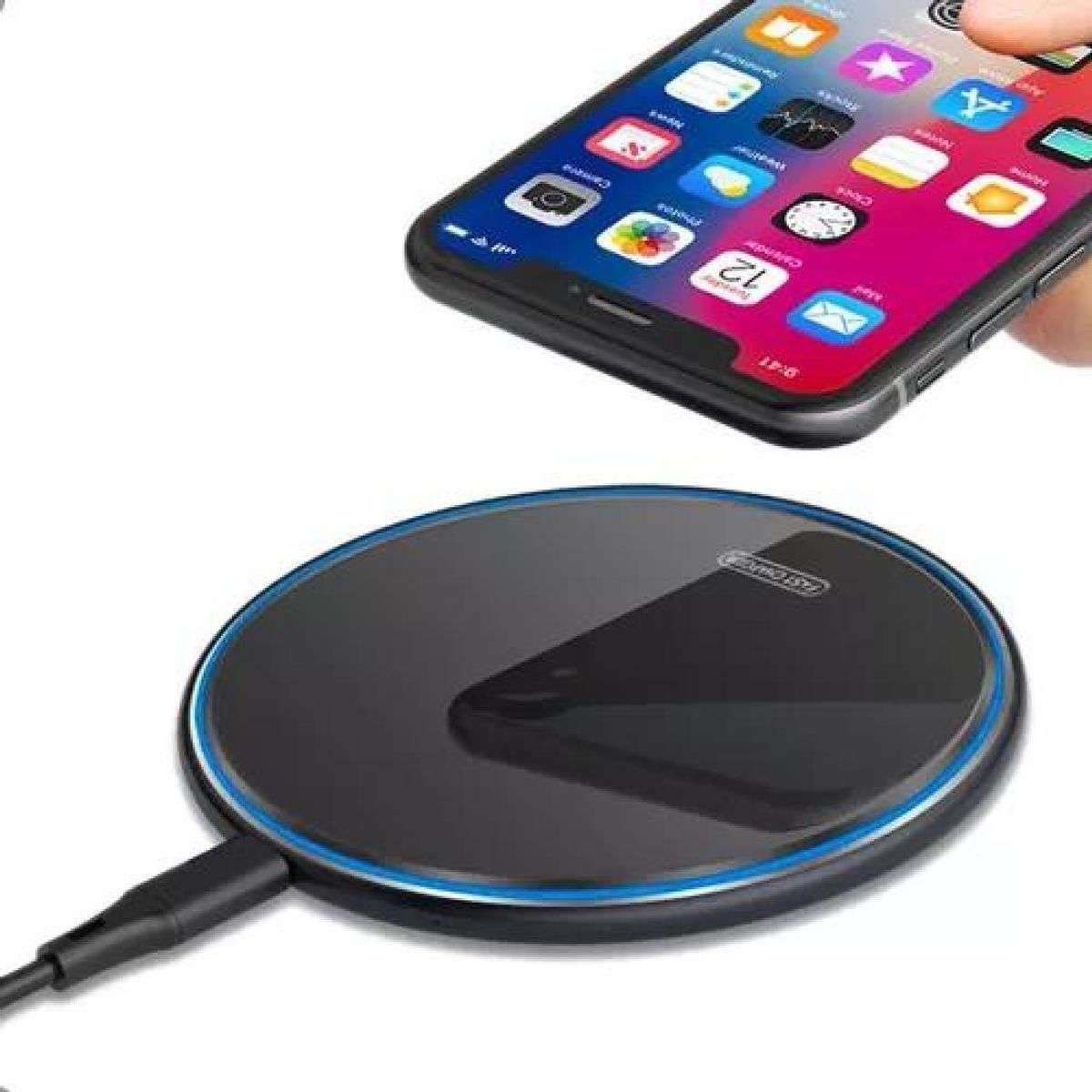 GENERICO - Cargador inalámbrico 15W carga rápida con cable ultraligero negro