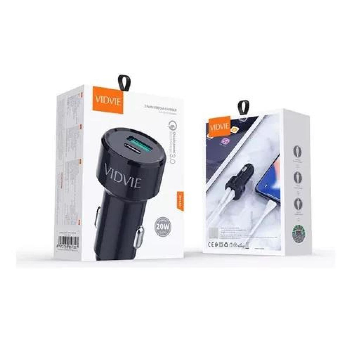 GENERICO - Cargador carro Vidvie PD 20W inteligente para iPhone negro