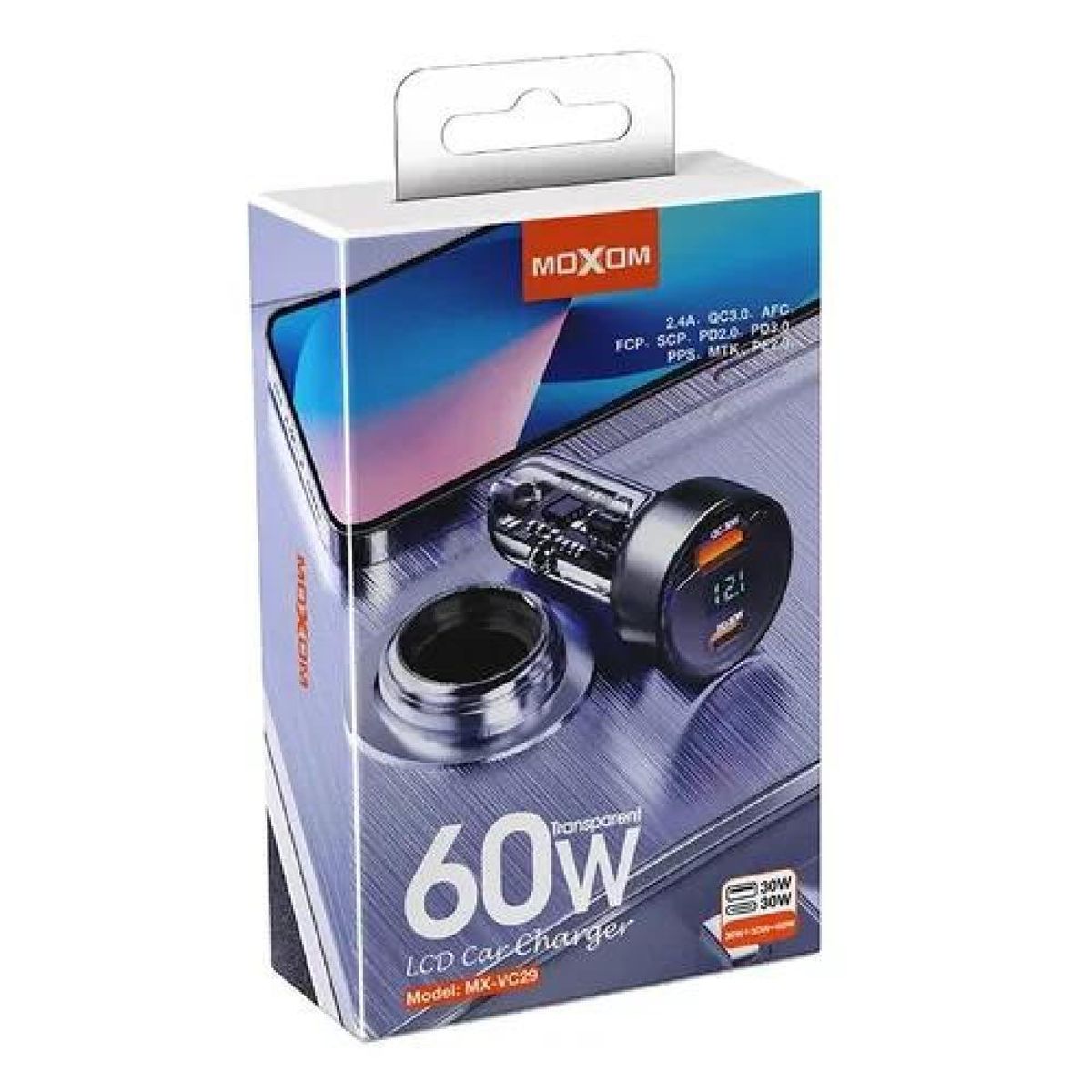 GENERICO - Cargador para auto doble USB 30W QC30