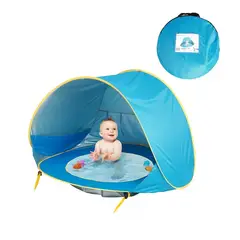 ANGELES DEL HOGAR - Tienda Carpa Playa Bebé Piscina 2 En 1 Protección Solar Uv Azul