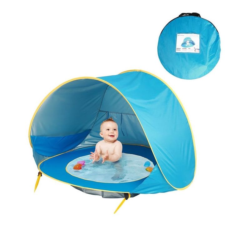 "Tienda Carpa Playa Bebé Piscina 2 En 1 Protección Solar Uv Azul"