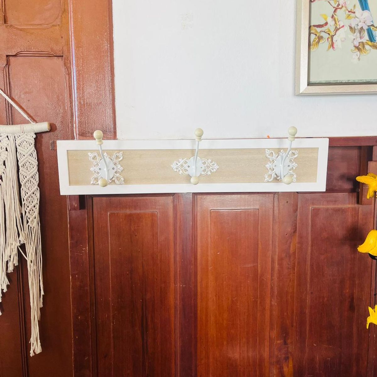 GENERICO - Colgador Vintage Blanco 3 Perchas