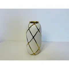 GENERICO - Florero de Cerámica Blanco con Dorado