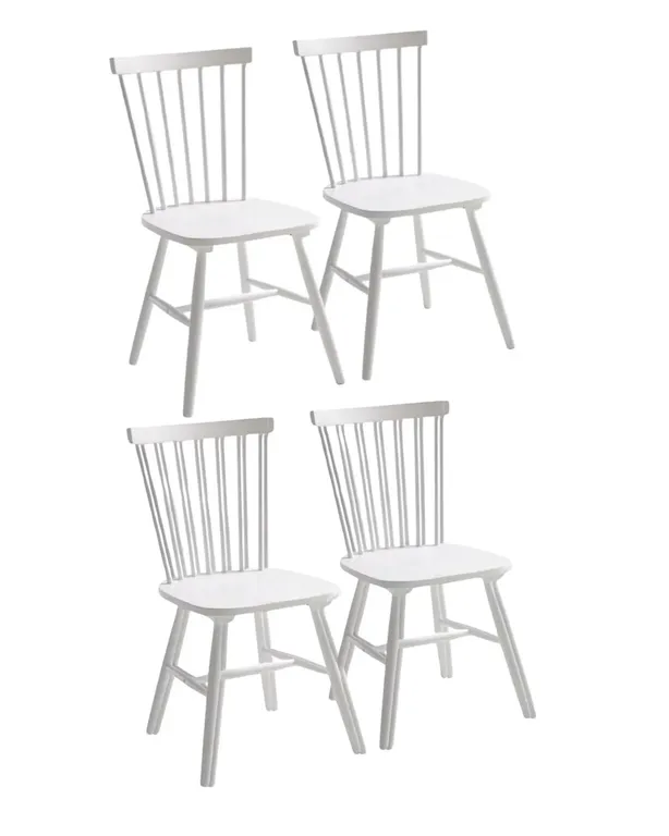 Pack 4 Silla de Comedor Windsor de Madera Blanco