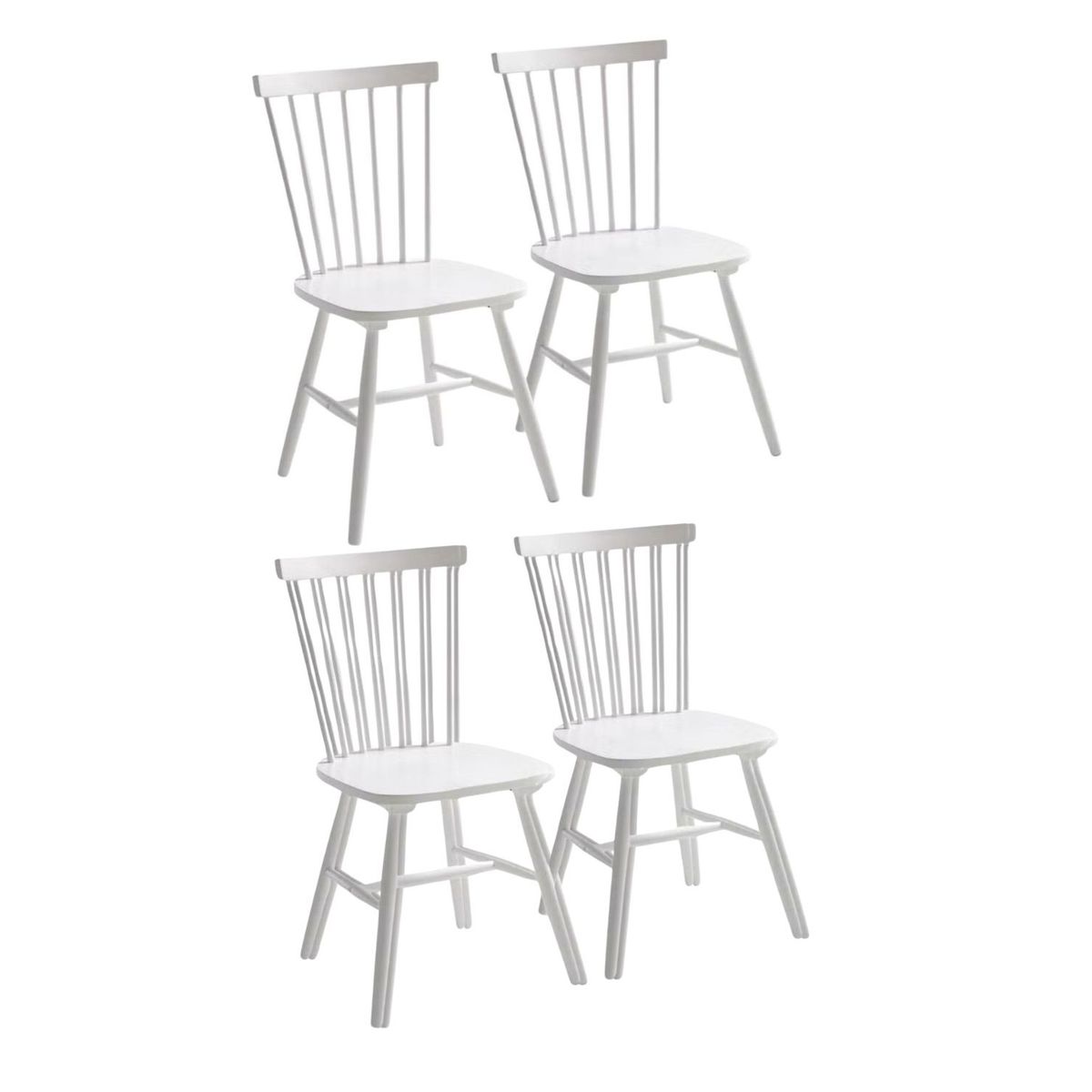HABITA2 CHILE - Pack 4 Silla de Comedor Windsor de Madera Blanco
