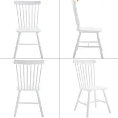 GENERICO - Pack 4 Silla de Comedor Windsor de Madera Blanco