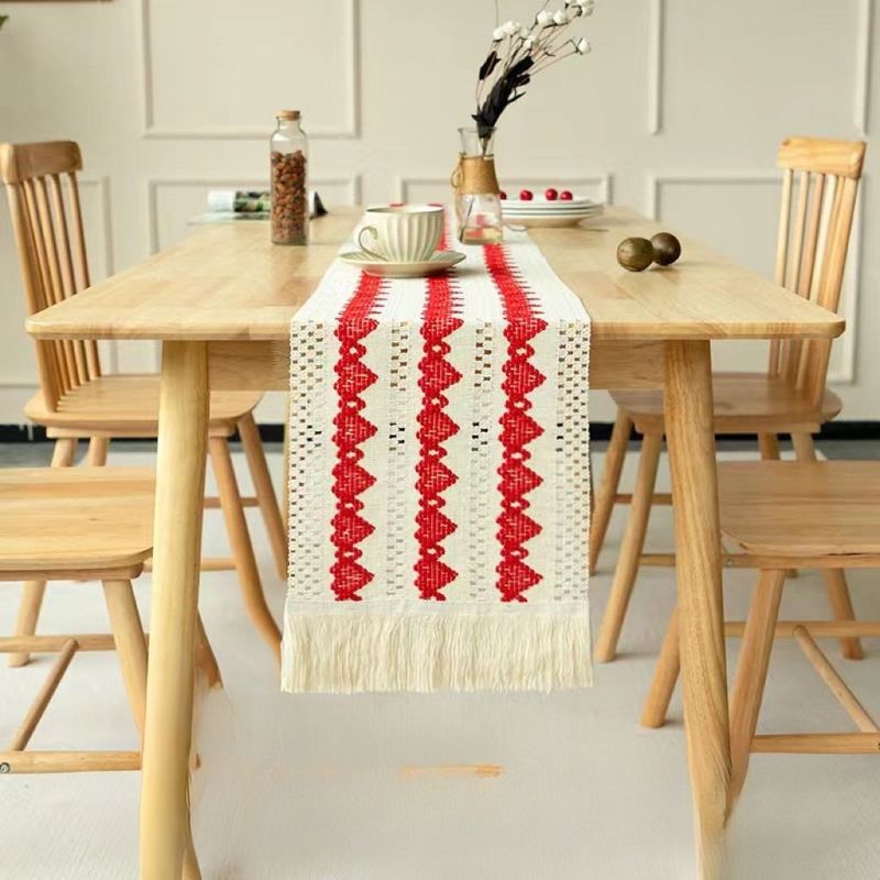GENERICO - Camino De Mesa Tejido De Algodón Y Lino 35 x 210 cm estilo nordico