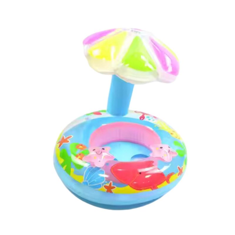 GENERICO - Asiento Bebé Salvavidas Inflable Flotador Rosado Sombrilla.