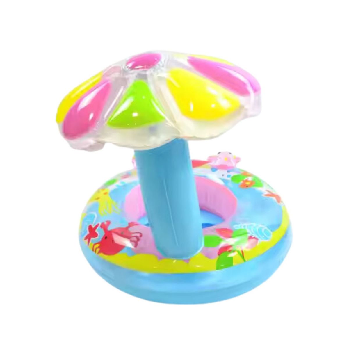 GENERICO - Asiento Bebé Salvavidas Inflable Flotador Rosado Sombrilla.