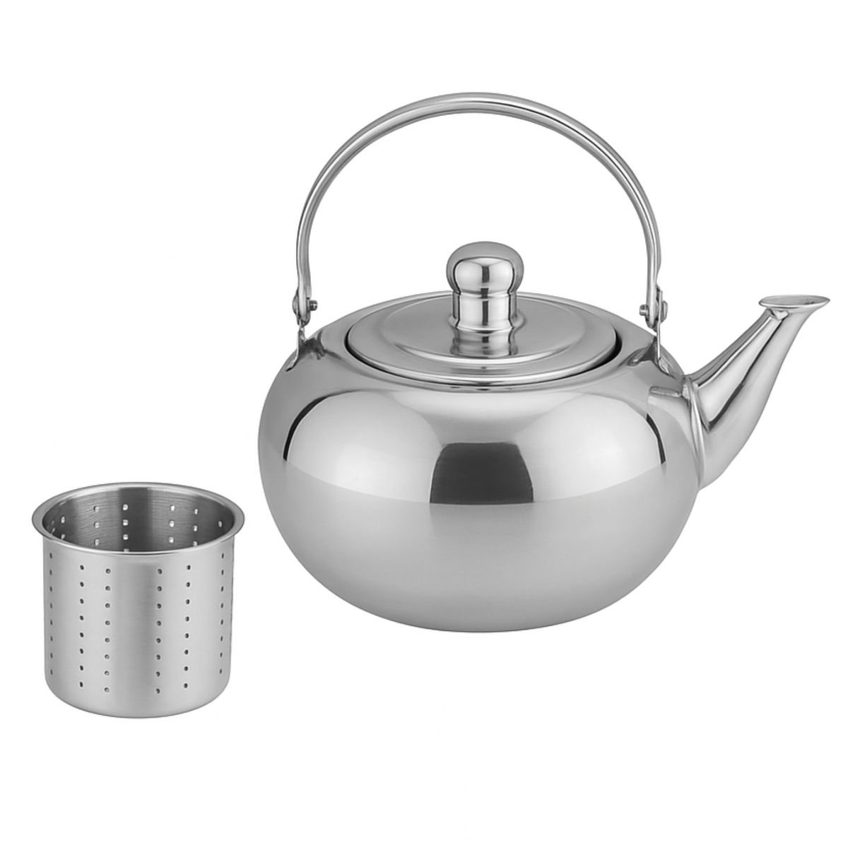 GENERICO - Tetera De Acero Inoxidable 14 Cm Plateado Con Filtro Integrado.