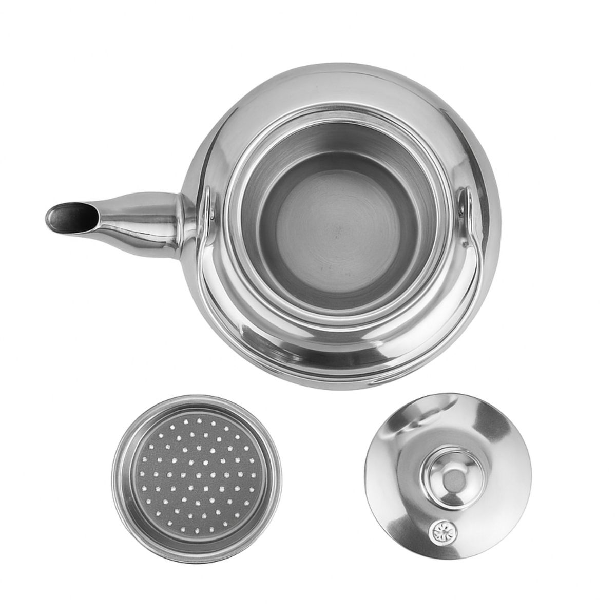 GENERICO - Tetera De Acero Inoxidable 14 Cm Plateado Con Filtro Integrado.